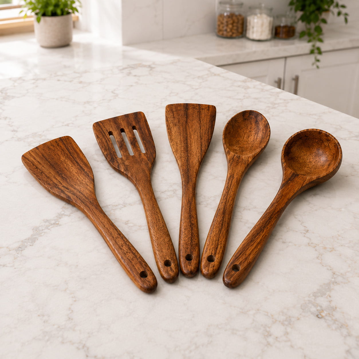 PreppedClub® Natural Teakwood Cooking Utensils